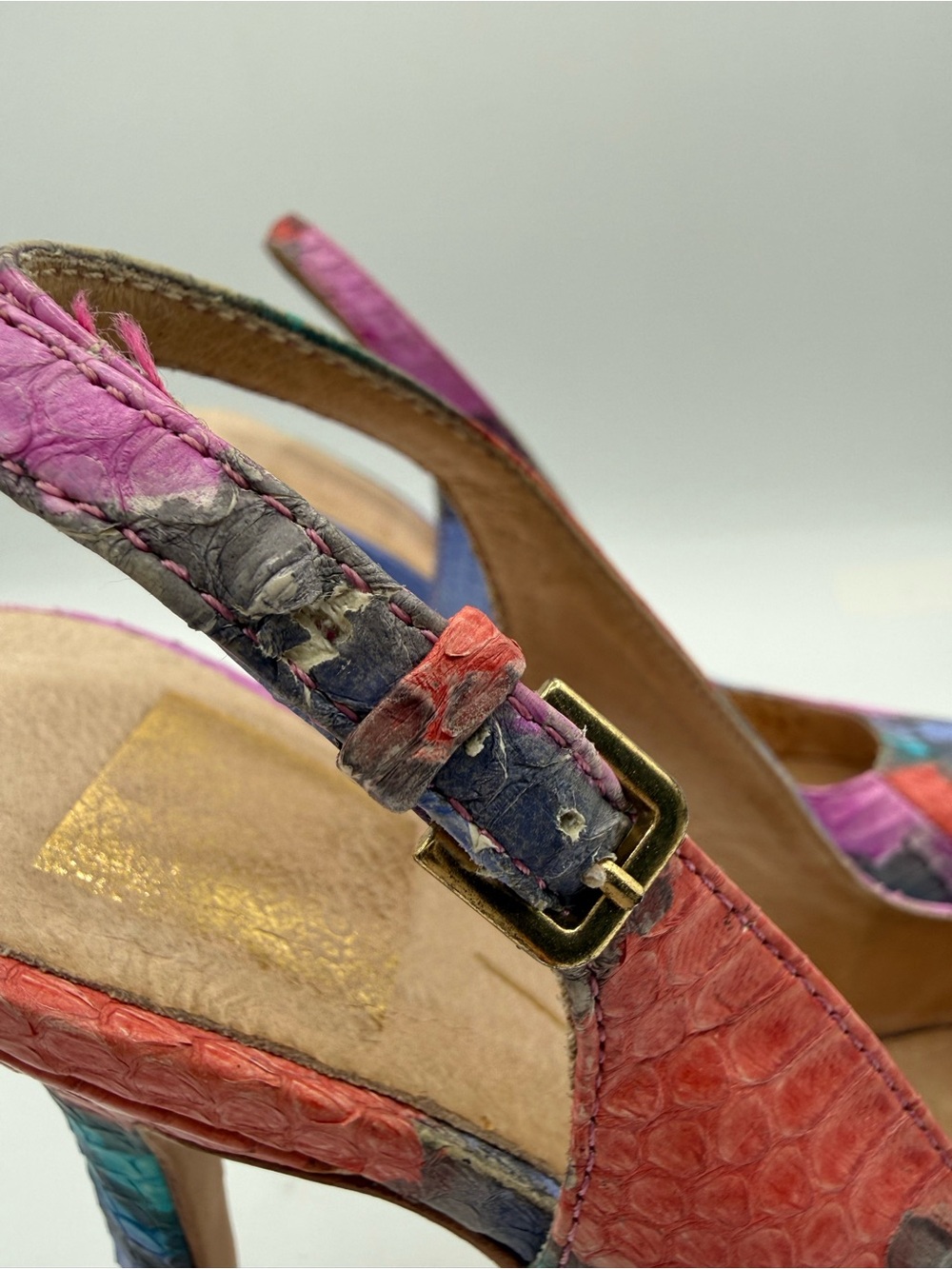 Dolce Vita Multicolor Snakeskin Slingback Heels | Pointed Toe Statement Stiletto - Picture 17 of 17